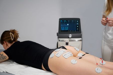 électrode posée sur patiente avec Zstim