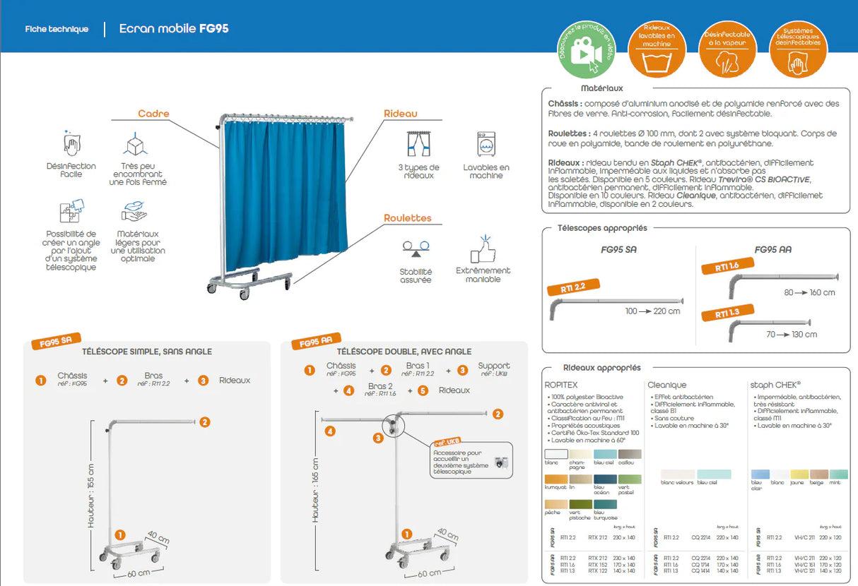 Écran mobile ropimex® Télescope avec châssis modèle FG95