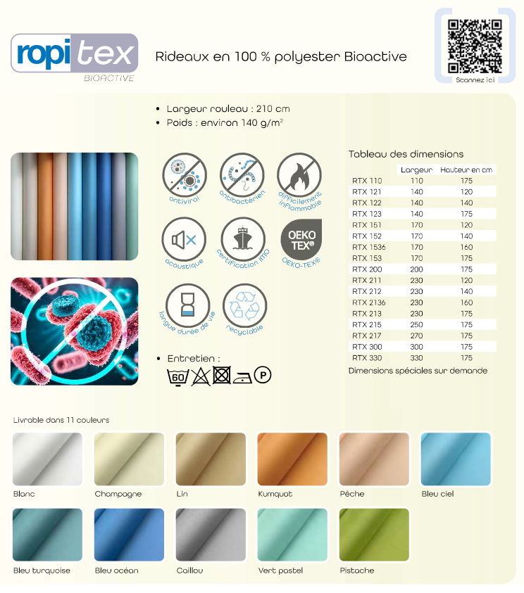 Rideau médical ROPITEX Bioactive