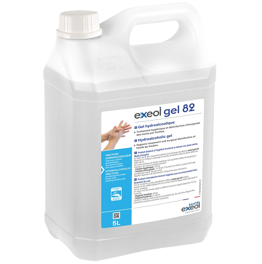 gel hydroalcoolique exeol gel 82 bidon de 5L