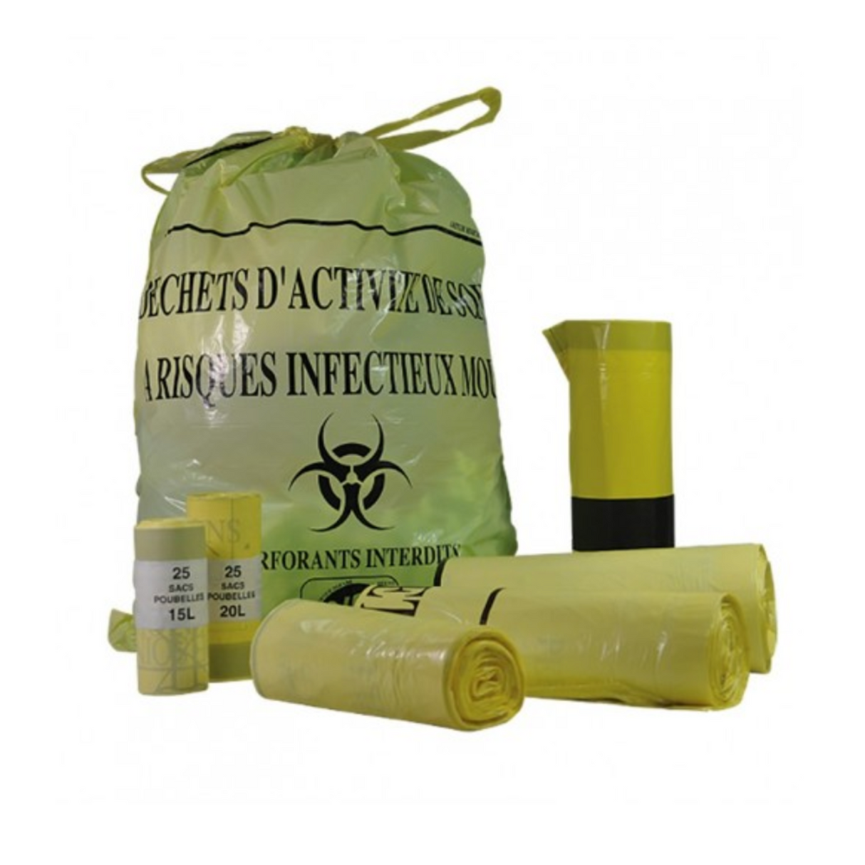 Sacs à déchets avec liens coulissants DASRI