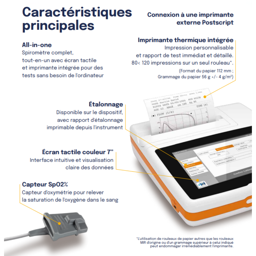 caractéristique spirolab spirometre de table mir
