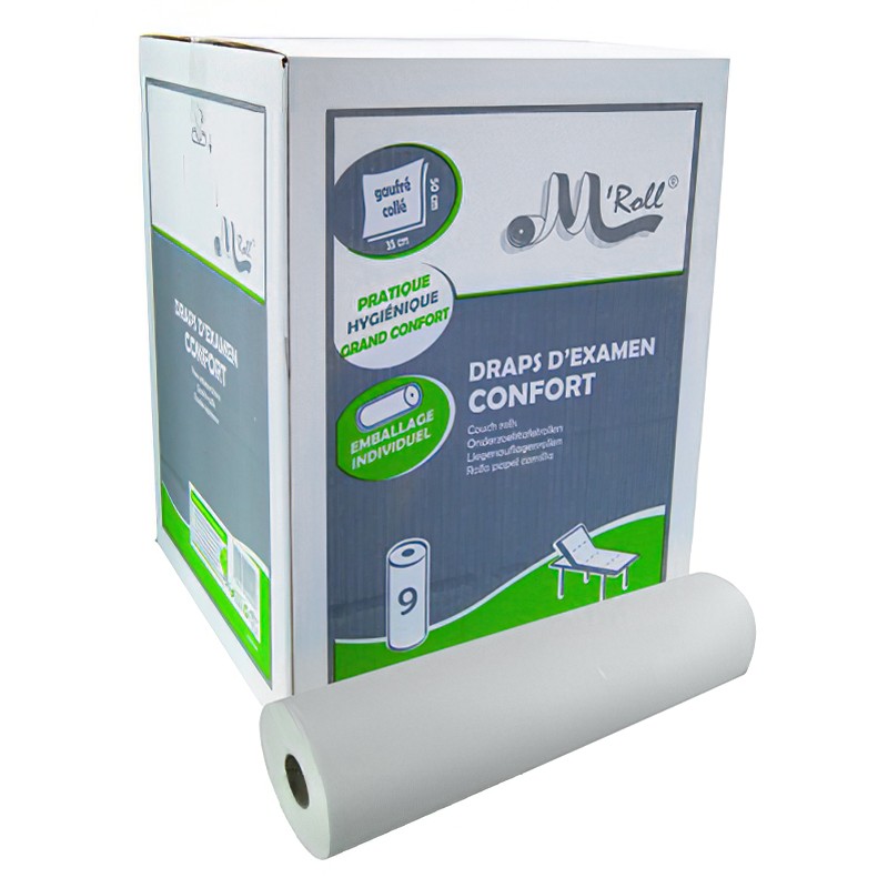 Palette de 14 cartons de Draps d'examen Gaufrés - 50x35 - 135 formats - 9 rouleaux