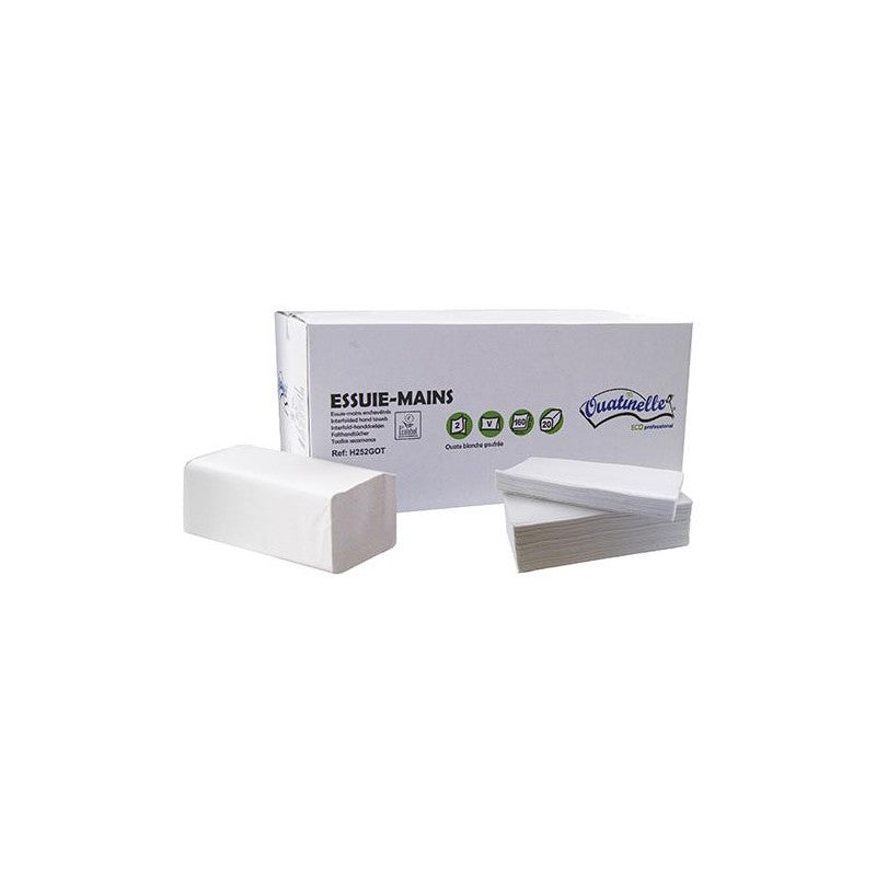 Essuie-mains 2 plis en V blanc