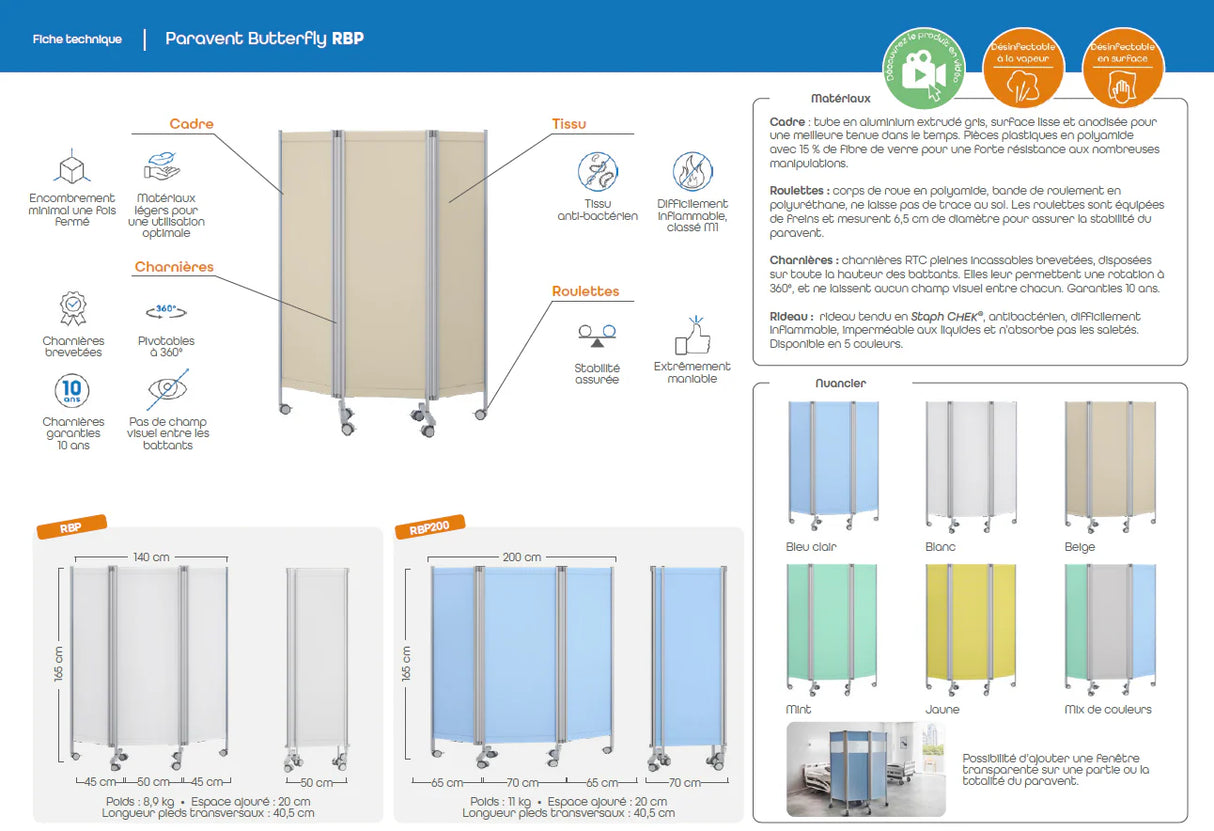 Paravent rigide Butterfly ROPIMEX - modèle RBP