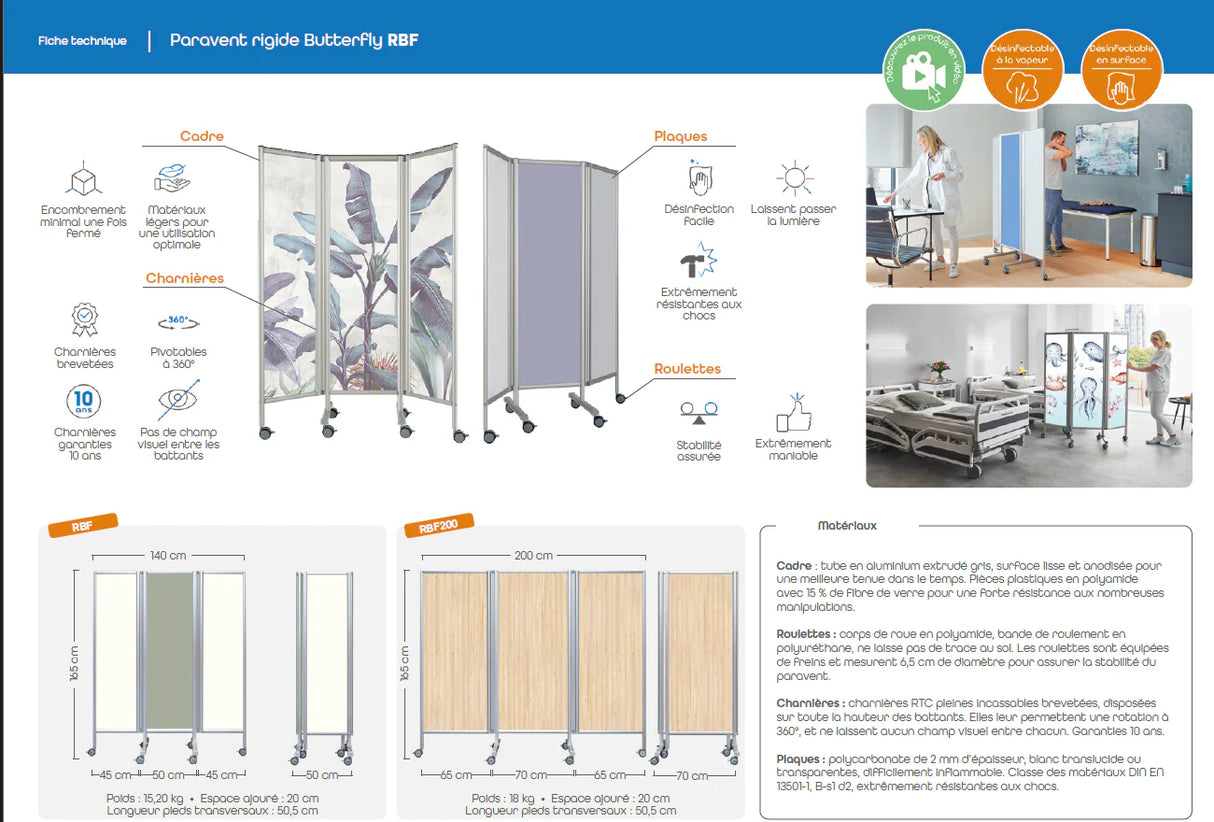 Paravent rigide Butterfly ROPIMEX - modèle RBF
