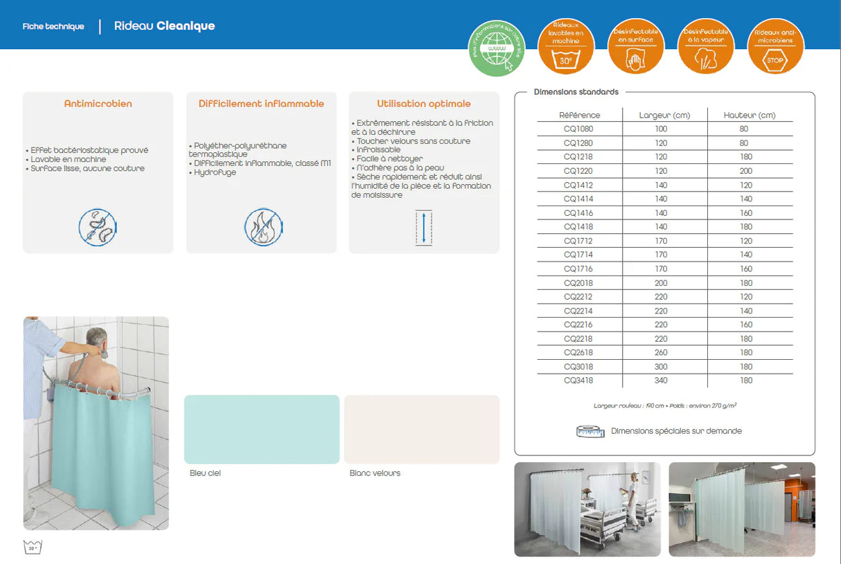 Rideau médical hydrofuge ROPIMEX Cleanique®