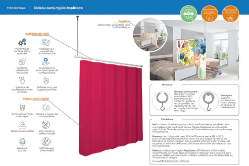 Rideau médical RopiCare® semi rigide & pliable ROPIMEX- avec fenêtre translucide