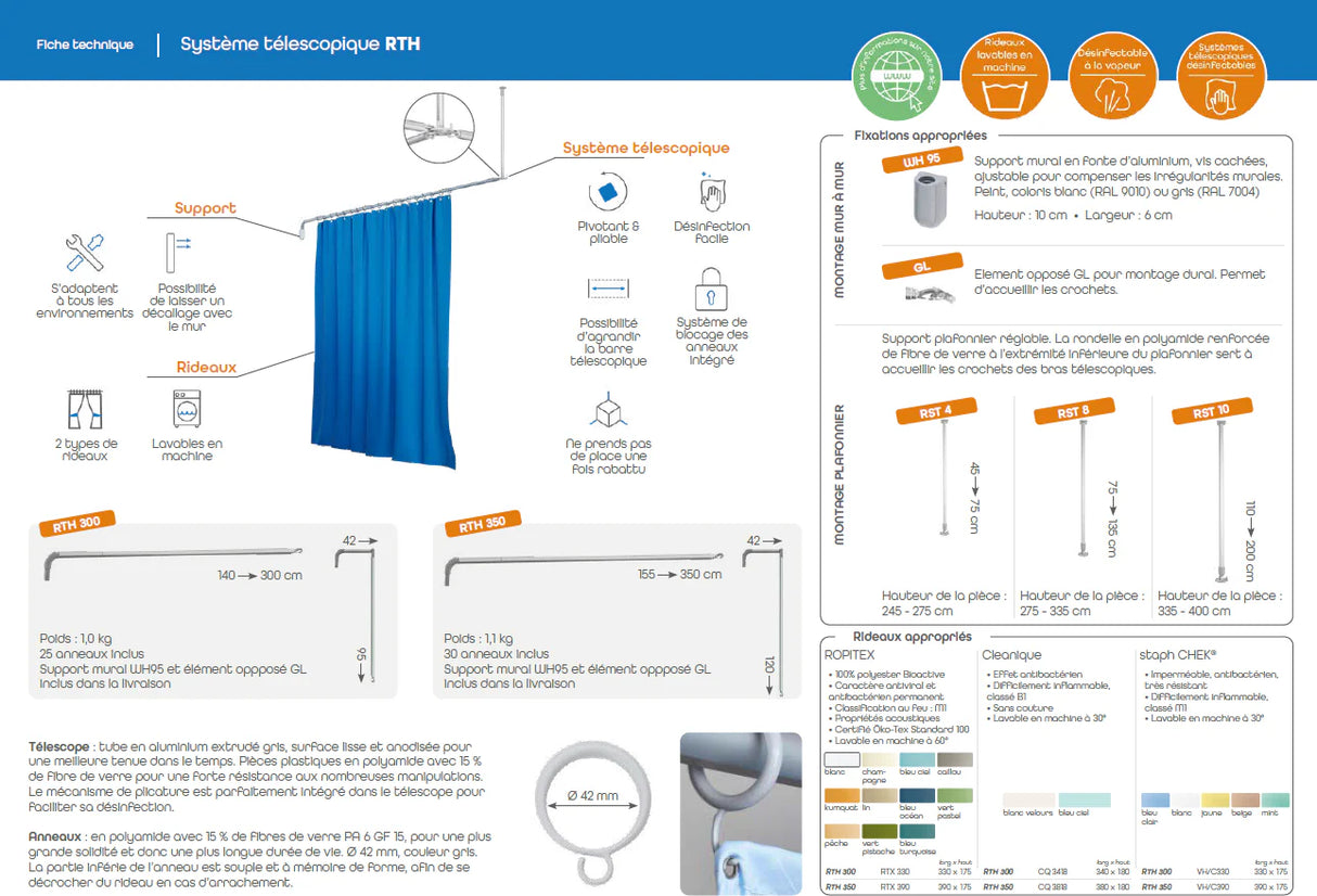 Paravent ROPIMEX modèle RTH - Pliable et pivotant avec crochet