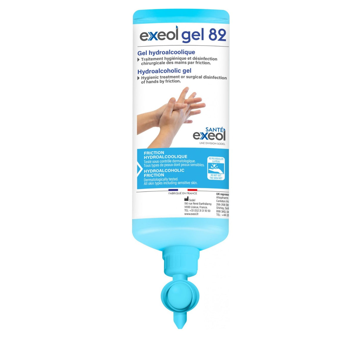 gel hydroalcoolique exeol gel 82 1L airless