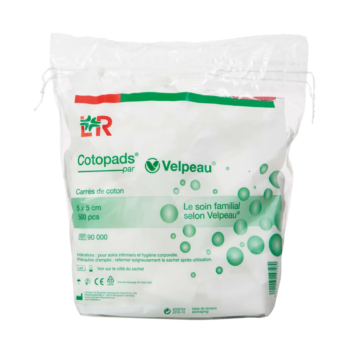 Coton non stériles COTOPADS 5 cm X 5 cm - Le sachet de 500