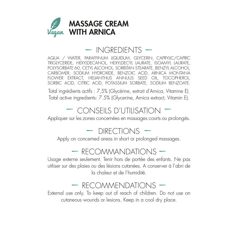 Crème de Massage à l’Arnica - Flacon Airless 250 ml