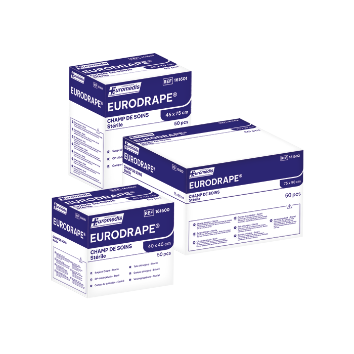 Champs stériles fenestrés adhésif EURODRAPE 50 x 50cm - Boite de 50