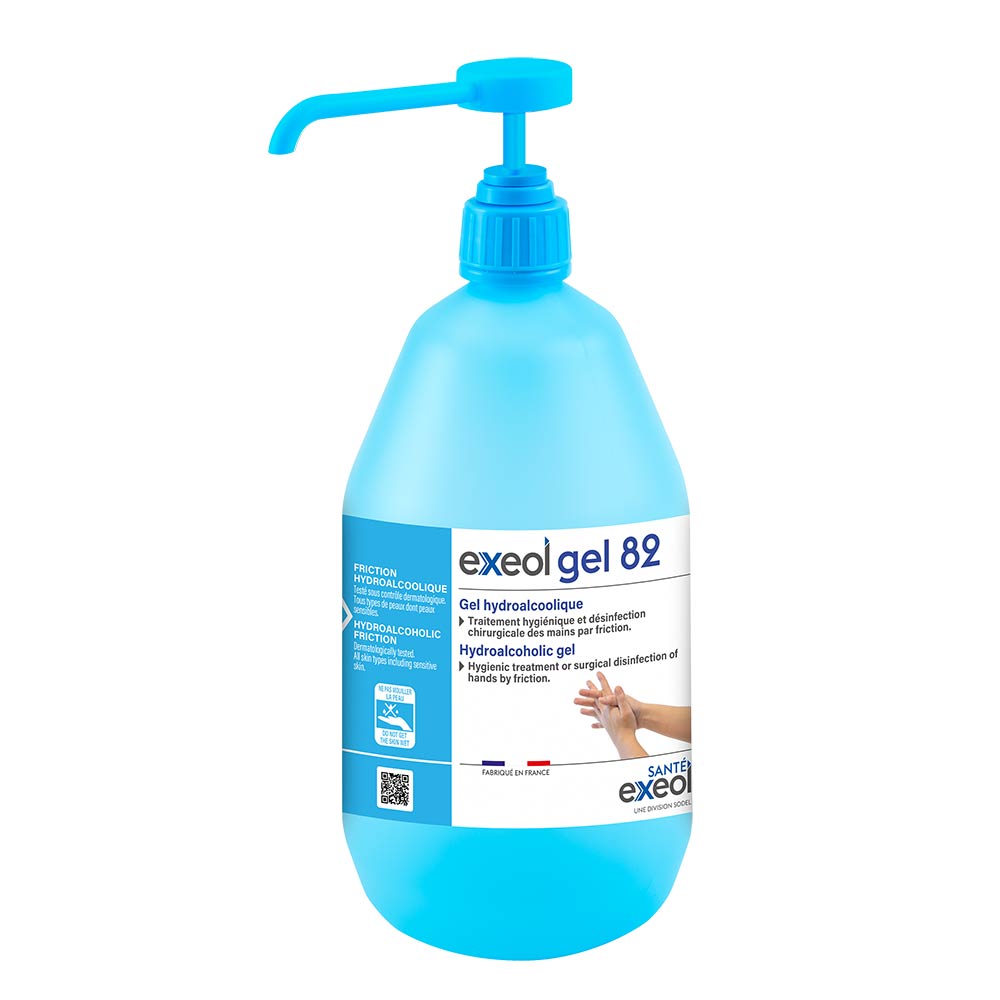 gel hydroalcoolique exeol gel 82 1L flacon pompe