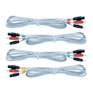 JEU DE 4 CABLES 2 FICHES BANANES 2mm MALE 6P (REHAB,THETA,PHYSIO)
