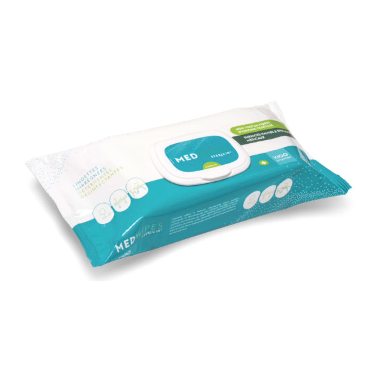MEDWIPES Stéricid - Lingettes épaisses détergentes désinfectantes sans alcool et sans parfum