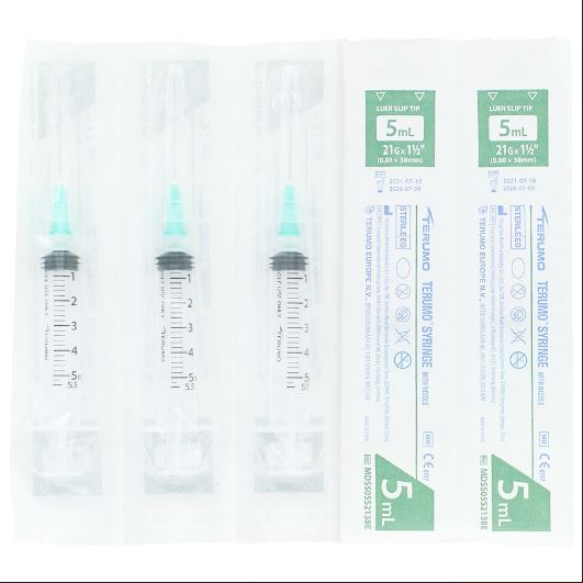 Seringues 3 pièces 5 ml avec aiguille 21Gx38mm - TERUMO