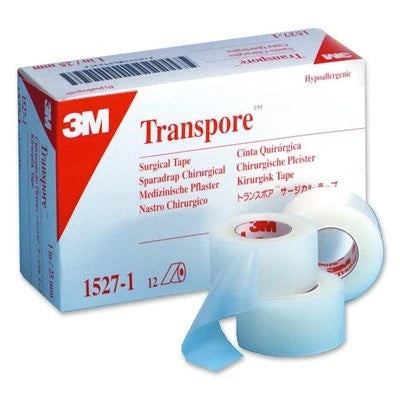 Sparadrap plastique transparent microperforé 3M™ Transpore™ - Dim 9.14 x 2.5cm