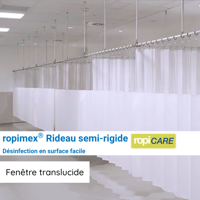Rideau médical RopiCare® semi rigide & pliable ROPIMEX- avec fenêtre translucide