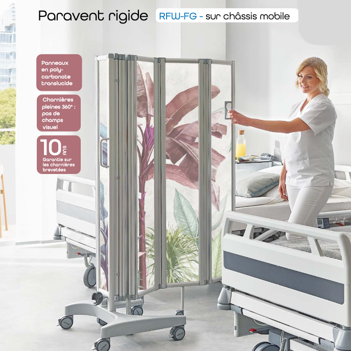 Paravent rigide sur chassis mobile ROPIMEX - modèle RFW-G
