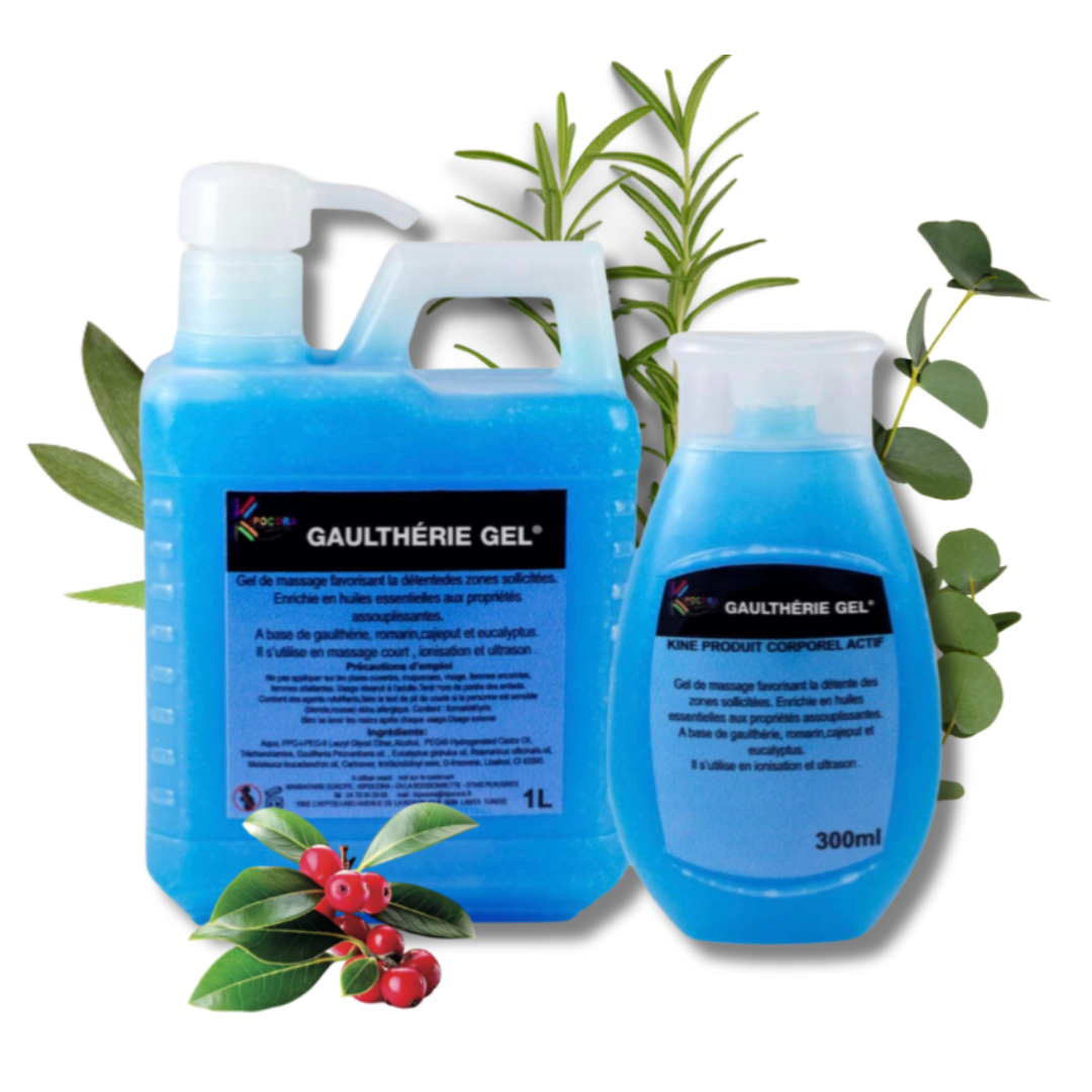 Gaulthérie Gel – Gel de massage – Huiles essentielles –280ml ou 1L