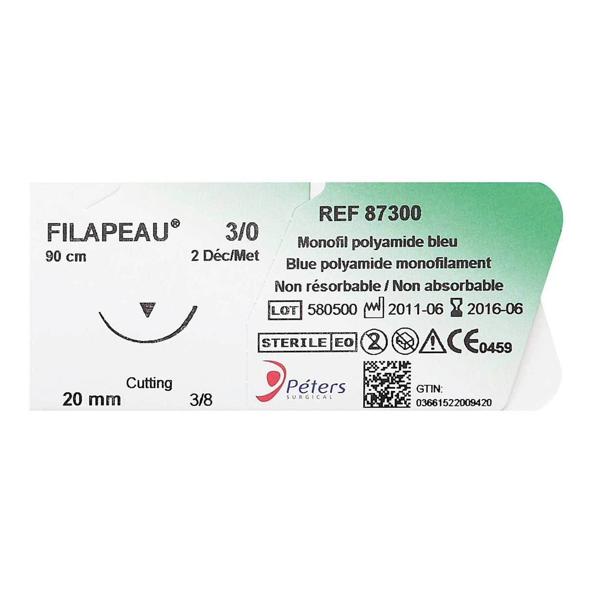 Fil de suture FILAPEAU DEC3 USP2/0 - 25mm F90cm - Boite de 12