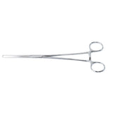 Pince gynécologique de Pozzi en inox de 24 cm avec griffes.